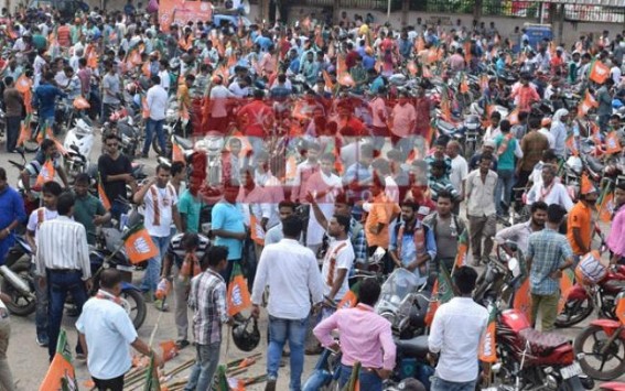 5000 BJP activists protest against Pre-poll violence through Bike Rally